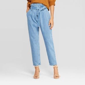 Belted paper bag jeans